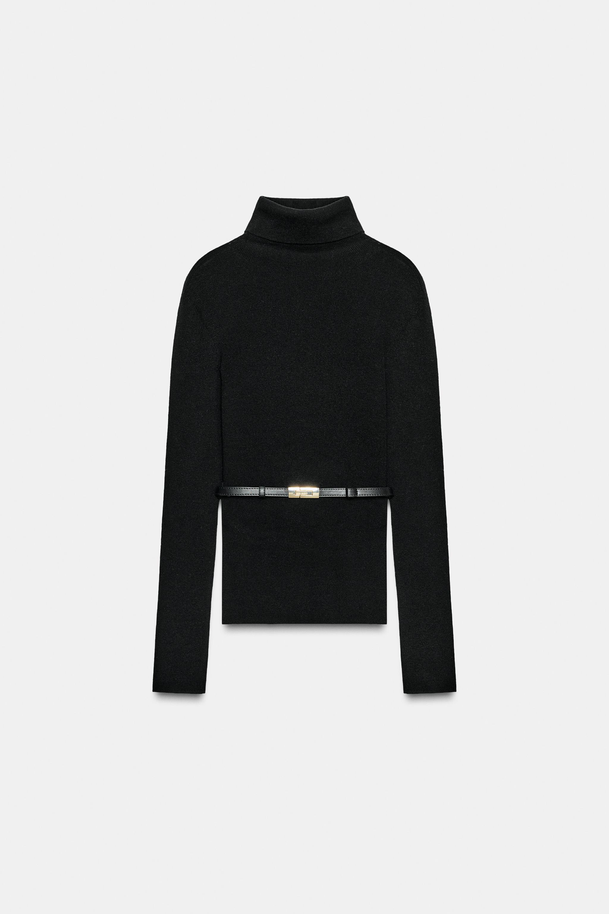 100% WOOL HIGH COLLAR BELTED JUMPER